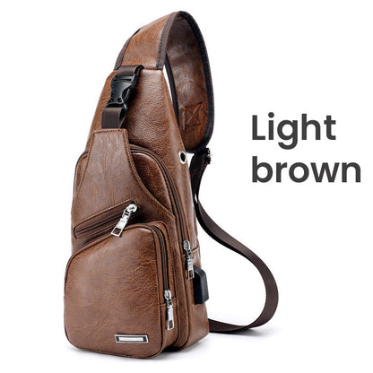 🎉 2026 Sale — Over 49,000 Sold! 😎 Men's Multifunctional High-Quality Leather Chest Bag – Sleek & Adjustable 🎒