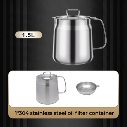 🍳 LIMITED TIME 50% OFF! ⏳ Large Capacity 304 Stainless Steel Oil Filter Container – Durable, Easy-Pour, Multi-Purpose 🍟