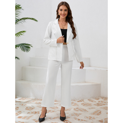 Women's Pinstripe Blazer and Pants Two-piece Set