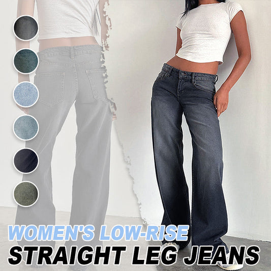 👖 LIMITED-TIME 50% OFF! ✨ Women's Low-Rise Straight Jeans – Pockets, Stretch, Versatile 🌿
