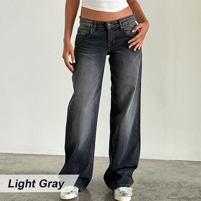 👖 LIMITED-TIME 50% OFF! ✨ Women's Low-Rise Straight Jeans – Pockets, Stretch, Versatile 🌿