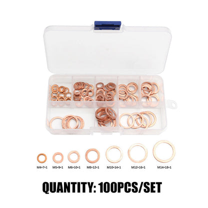 🔧 LIMITED‑TIME 50% OFF! ✨ 100/200 PCS Copper Flat Washer Assortment Kit – Corrosion‑Resistant, Sealing, Convenient ✨