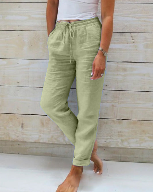 💎 50% OFF! 💎 Women's Elastic Waist Cotton-Linen Wide Leg Pants – Breathable, Adjustable & Perfect for Spring/Summer 👖🌿