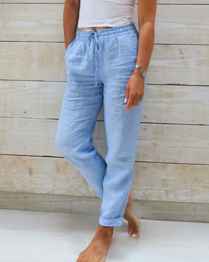 💎 50% OFF! 💎 Women's Elastic Waist Cotton-Linen Wide Leg Pants – Breathable, Adjustable & Perfect for Spring/Summer 👖🌿