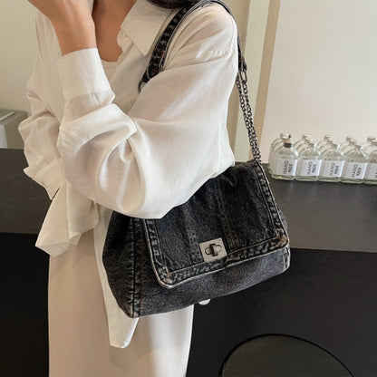 👜 LIMITED-TIME 50% OFF! ✨ Retro Denim Chain Strap Bag – Large Capacity, Vintage, Durable 🧵