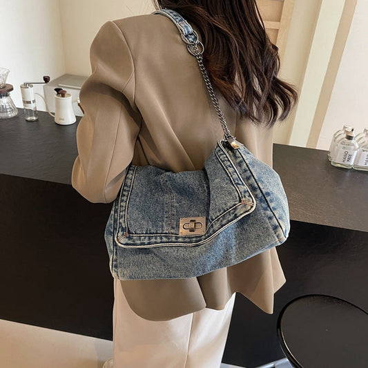 👜 LIMITED-TIME 50% OFF! ✨ Retro Denim Chain Strap Bag – Large Capacity, Vintage, Durable 🧵