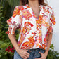 🌸 LIMITED TIME 50% OFF! 💃 Women's Floral V-Neck Puff Sleeve Blouse – Romantic, Flowery, Soft Fabric ✨