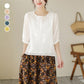 🎉 2026 Sale — Over 32,000 Sold! 💞 Women's Thin Embroidery Breathable Cotton Linen Short Sleeve Crew Neck Shirt
