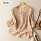 🎉 2026 Sale — Over 32,000 Sold! 💞 Women's Thin Embroidery Breathable Cotton Linen Short Sleeve Crew Neck Shirt