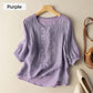 🎉 2026 Sale — Over 32,000 Sold! 💞 Women's Thin Embroidery Breathable Cotton Linen Short Sleeve Crew Neck Shirt