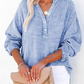 👚Women’s Casual Gauze Button Neck Long Sleeve Blouse