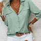 👔 LIMITED-TIME 50% OFF! 💥 Women's Solid Lapel Long Sleeve Button-Down Shirt – V-Neck, Chest Pockets, Loose Fit ✨