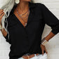 👔 LIMITED-TIME 50% OFF! 💥 Women's Solid Lapel Long Sleeve Button-Down Shirt – V-Neck, Chest Pockets, Loose Fit ✨