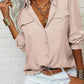 👔 LIMITED-TIME 50% OFF! 💥 Women's Solid Lapel Long Sleeve Button-Down Shirt – V-Neck, Chest Pockets, Loose Fit ✨