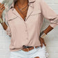 👔 LIMITED-TIME 50% OFF! 💥 Women's Solid Lapel Long Sleeve Button-Down Shirt – V-Neck, Chest Pockets, Loose Fit ✨