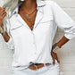 👔 LIMITED-TIME 50% OFF! 💥 Women's Solid Lapel Long Sleeve Button-Down Shirt – V-Neck, Chest Pockets, Loose Fit ✨