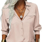 👔 LIMITED-TIME 50% OFF! 💥 Women's Solid Lapel Long Sleeve Button-Down Shirt – V-Neck, Chest Pockets, Loose Fit ✨