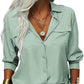 👔 LIMITED-TIME 50% OFF! 💥 Women's Solid Lapel Long Sleeve Button-Down Shirt – V-Neck, Chest Pockets, Loose Fit ✨