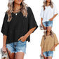 👚 LIMITED-TIME 50% OFF! 🌸 Women's Loose Flare Sleeve T-Shirt – Solid Color, Patchwork, Soft & Breathable 🍃