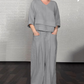 💎 57% OFF IRREGULAR HEM 2-PIECE SET! 💎 Cotton-Linen Blend, V-Neck Top & Wide-Leg Pants for Effortless Style👗