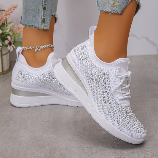 💎 60% OFF! 💎 Rhinestones-Embellished Breathable Mesh Sneakers – Sparkle with Every Step, Airy Comfort & Grippy Soles ✨👟