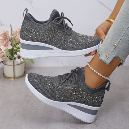 💎 60% OFF! 💎 Rhinestones-Embellished Breathable Mesh Sneakers – Sparkle with Every Step, Airy Comfort & Grippy Soles ✨👟