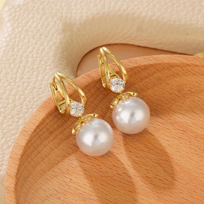 💎 Buy 1 Get 1 Free! 💎 Sparkly Huggie Dangle Earrings – Synthetic Pearl & Rhinestone Accents for Everyday Elegance ✨🌼