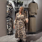 Vestido largo con estampado plisado para mujer
