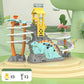 [Regalo perfecto] tobogán de dinosaurio de doble vía eléctrico - diversión interactiva con cambios de vía y luces