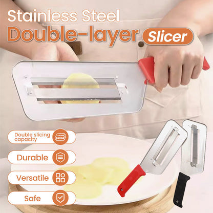 🔪 LIMITED TIME 50% OFF! ⚡ Stainless Steel Double-Layer Slicer – Your Culinary Secret Weapon ✨