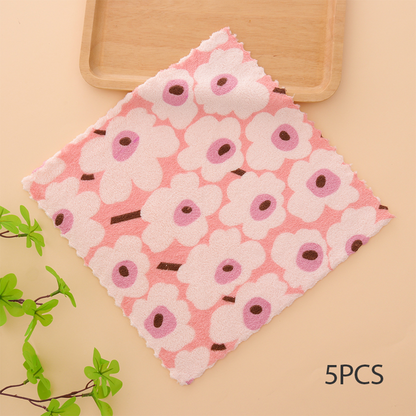 🔥 ¡50 % DE DESCUENTO EN EL PRODUCTO MÁS VENDIDO! ✨ 5 paños de cocina de franela coral: paños de limpieza superabsorbentes y de secado rápido para uso doméstico y en la cocina 🍽️🧽