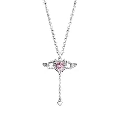 💖Para aquellos a quienes amas, incluyéndote a ti mismo.💖Collar con alas de ángel rosas