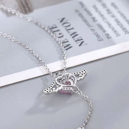 👼 2026 Sale — Over 44,000 Sold!✨ Pink Angel Wings Necklace – Movable Wing Design 💘