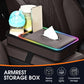 🚗 50% DE DESCUENTO! ✨ Caja de Almacenamiento para Reposabrazos con Luz LED Ambiental - Organizador Multifunción con Puerta Deslizante para Automóvil 🔌📦