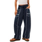 👖 LIMITED-TIME 50% OFF! ✨ Women's Drawstring Wide-Leg Pants – Loose, Color-Block, All-Day Ease 🌿