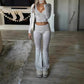 💎 50% OFF WOMEN'S 2-PC CROP TOP SET! 💎 Flowy High-Low Hem, Wide-Leg Pants & Soft Breathable Fabric for Yoga and Casual Wear