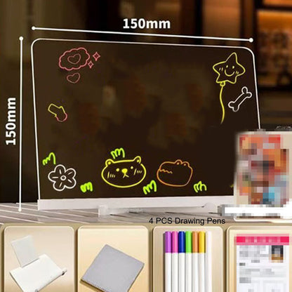 🖍️ LIMITED‑TIME 50% OFF! ✨ Erasable Light‑Up Acrylic Drawing Board with Stand, DIY Transparent LED Message Sign – Luminous, Reusable, Creative ✨