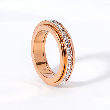 🎉 2026 Sale — Over 39,000 Sold! 💍 Titanium Steel Rotatable Spinner Ring with Zirconia – Stress-Relief & Sparkle ✨