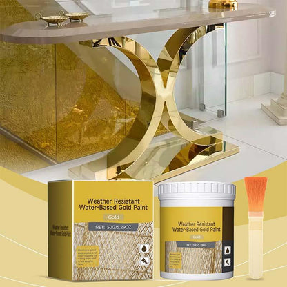 🎨 LIMITED TIME 42% OFF! ✨ Weather-Resistant Gold Paint – Brilliant Metallic Sheen, Water-Based & Durable 🔨