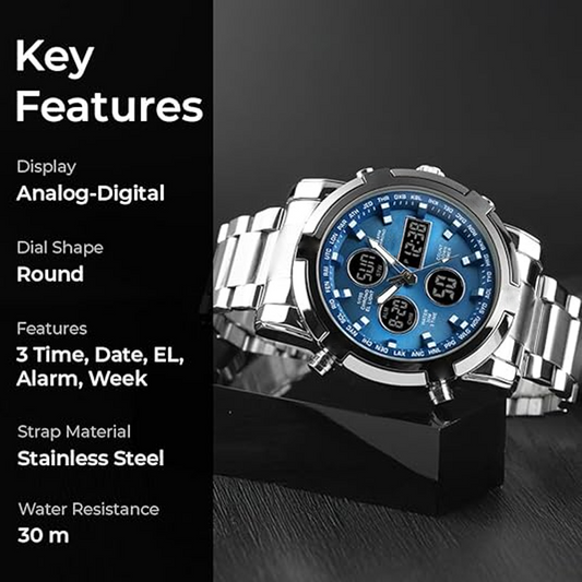 📢📢50% OFF !! ⏰ Men's Waterproof Military Analog-Digital Watch – Bold 48mm Dial, Multi-Function Display & Stainless Steel Strap 🕒 waterproof