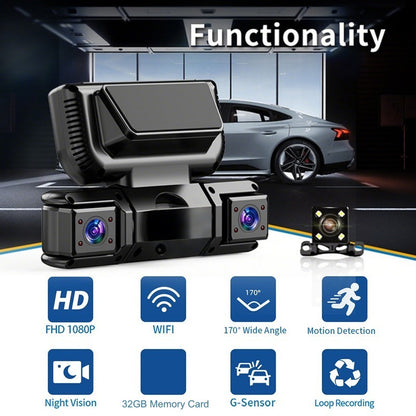 📢📢50% OFF! 4-Channel Dash Cam with WiFi & Night Vision – Front, Cabin & Rear 1080P HD Recording for Total Driving Security! 🚗📹