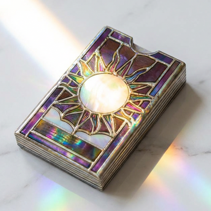 📢📢50% OFF! Mystical Iridescent Tarot Deck Holder – Handcrafted Stained-Glass Box with Shimmering Rainbow Finish & Sacred Display Window! 🌈🔮