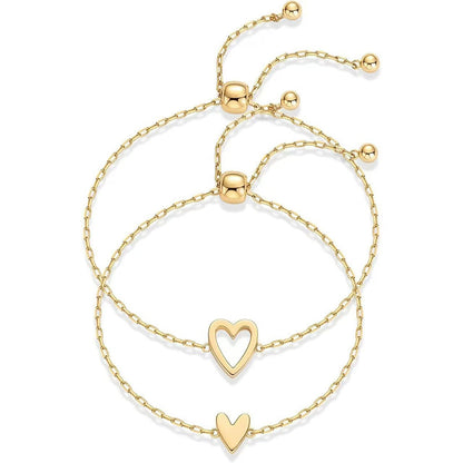 ❤️ LIMITED-TIME 50% OFF! ✨ Matching Heart Bracelet Set – 2PCS, Stainless Steel, Adjustable, Gift 🎁