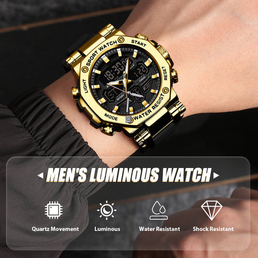 🔥 60% OFF! ⏰ Men's Multifunction Waterproof Luminous Watch – Dual Display, 50M Water Resistance & Glow-in-the-Dark Readability 🌙⌚