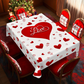 🔥 50% OFF! 💖 Valentine's Day Romantic Tablecloth – Heart & Rose Print, Wrinkle-Resistant Polyester & Easy Care 🌹🍽️