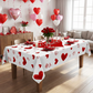 🔥 50% OFF! 💖 Valentine's Day Romantic Tablecloth – Heart & Rose Print, Wrinkle-Resistant Polyester & Easy Care 🌹🍽️