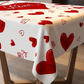 🔥 50% OFF! 💖 Valentine's Day Romantic Tablecloth – Heart & Rose Print, Wrinkle-Resistant Polyester & Easy Care 🌹🍽️