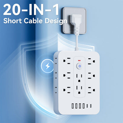 💎 50% OFF! 💎 20-in-1 Power Strip with Overload Protection – 14 AC + 4 USB + 2 Type-C, Wall-Mountable & Space-Saving 🔌⚡