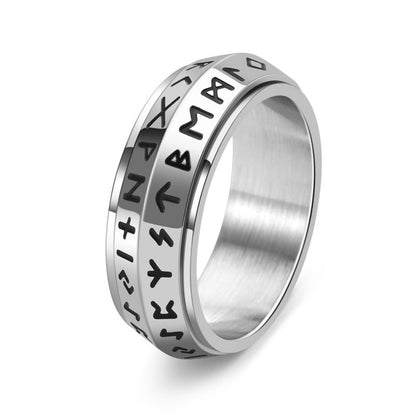 🗡️ 2026 Sale — Over 36 500 Sold!🔮 Titanium Steel Viking Rune Rotating Ring