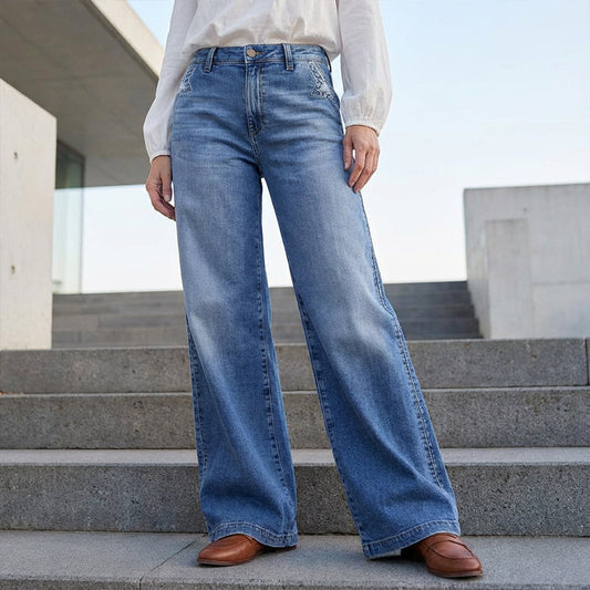 💎 -50% ON VINTAGE WIDE-LEG JEANS! 💎 High-Waist Fit, Retro Wash & Premium Cotton Blend for Timeless Style 👖✨